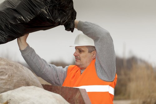 Professional team conducting garage clearance